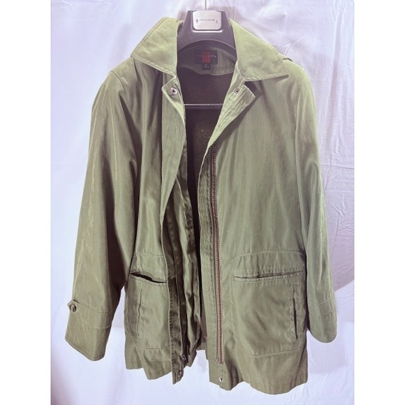 Gallery Mens Olive Green Jacket Hoodie Coat Super Soft Exterior Heavy Inside! - Picture 1 of 10